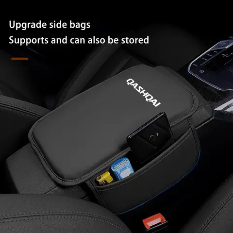 Car Armrest Box Pad Center Console Arm Rest Protector Cover with Storage Pocket Elbow Rest Cushion for Nissan Qashqai J10 J11