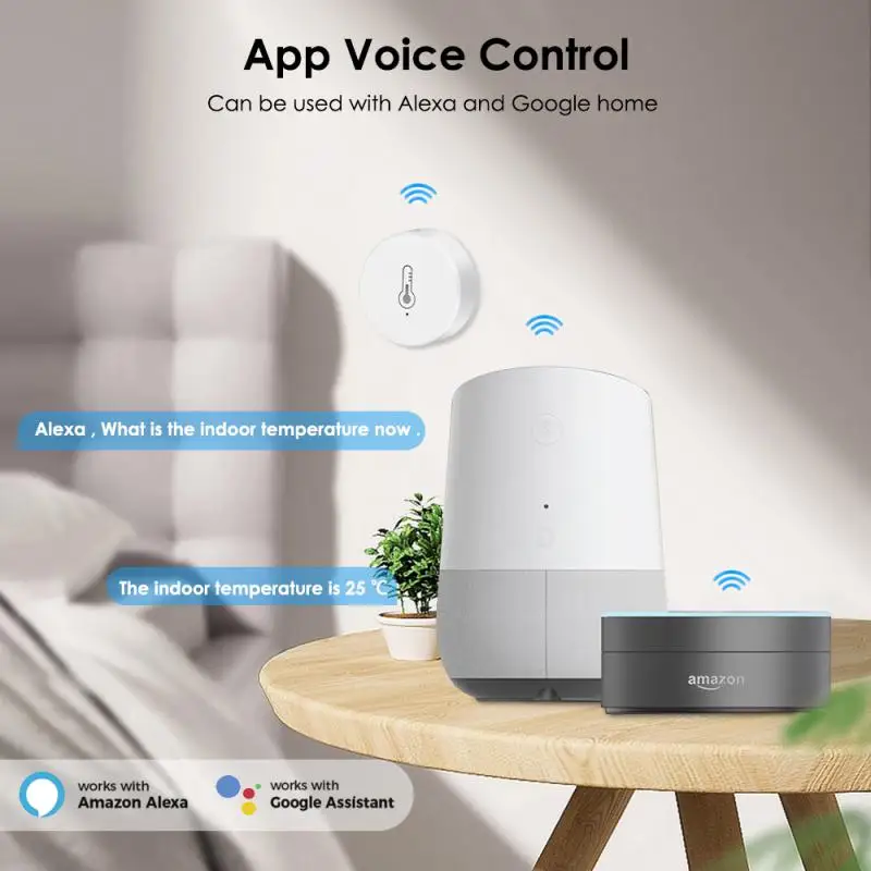 Tuya ZigBee Sensor de Temperatura e Umidade Inteligente, Alimentado por Bateria, Automático, Trabalhar com Alexa, Google Home