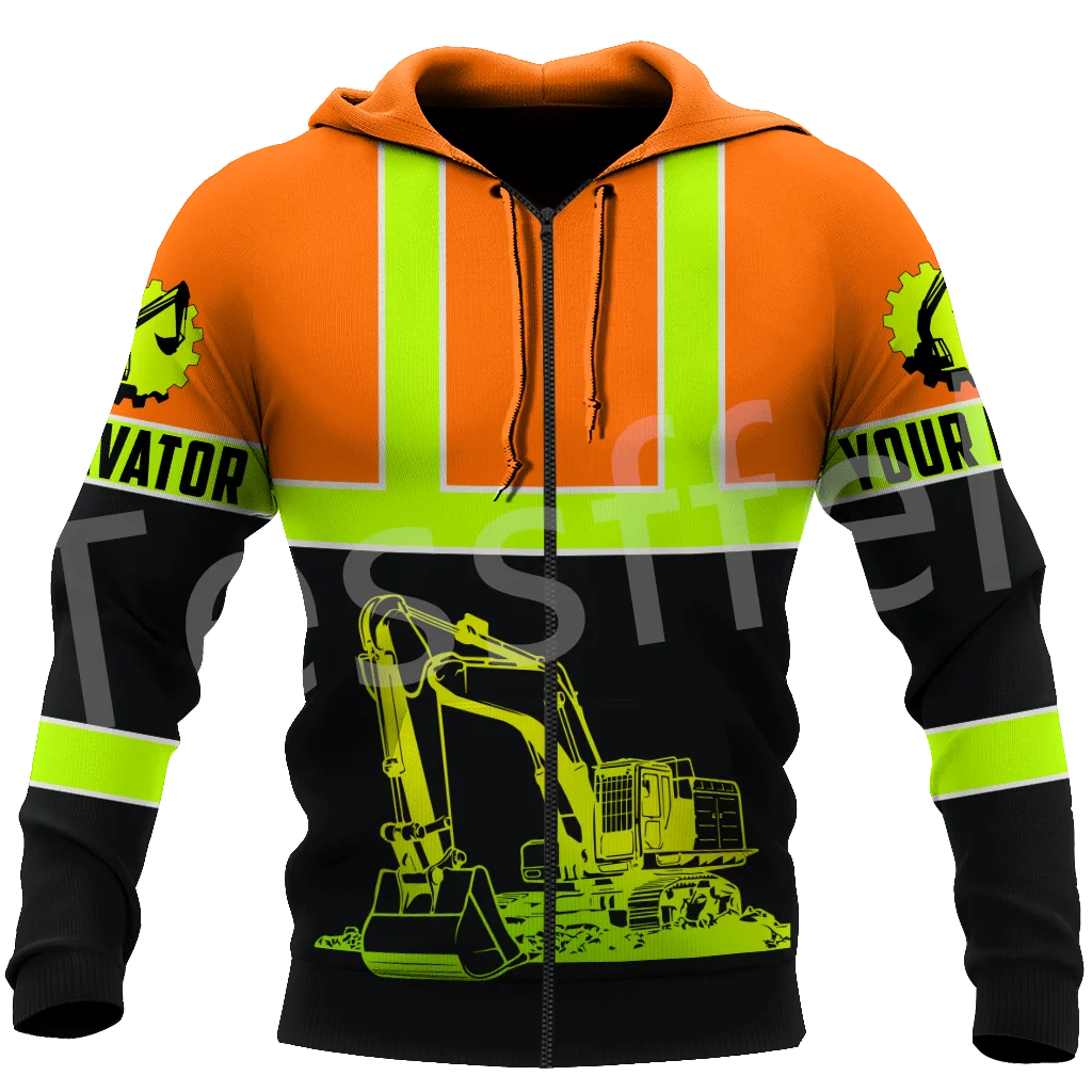Tessffel Heavy Equipment Excavator Operator Worker Machine Tattoo Retro Long Sleeves Tracksuit Men/Women Casual Funny Hoodies 14