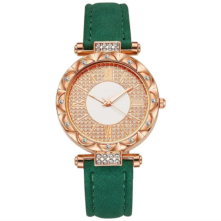 

Fashion design Popular flower full rhinestone dial women's watch belt quartz watch