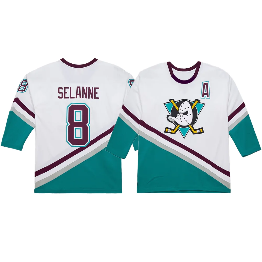 North American Anaheim Ice Hockey Training Jerseys Retro Sports Jerseys 1996/97 Men's No. 8 Teemu Selanne Player Jersey 3D