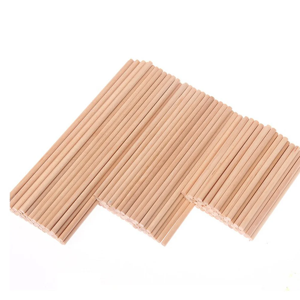 100 Pcs Round Wood Rods Wooden Sticks Rhythm Dowel Bamboo Child Craft Accessory