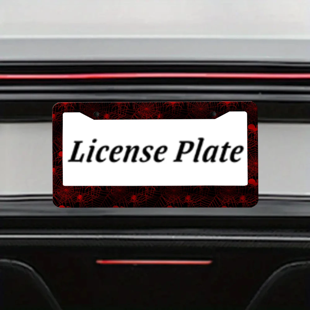 حامل لوحة ترخيص ويب العنكبوت الأحمر، حامل لوحة ترخيص رياضي غير لامع من الألومنيوم مناسب للمركبات الأمريكية مقاس 12 × 6 بوصة