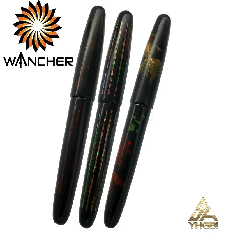 WANCHER Japanese Stationery Super Large Fountain Pen King Raw Lacquer Hard Like Glue Hand-painted Shell Carving Writing Gifts