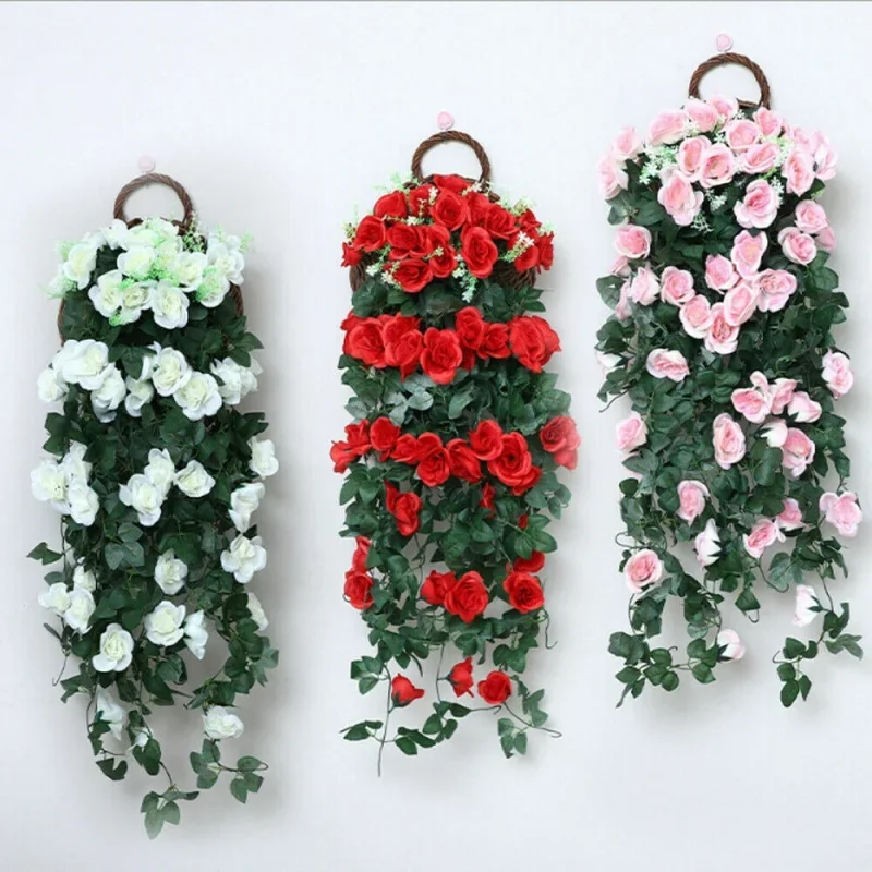 18 Heads Artificial Flowers Fake Rose Hanging Vine Plant Wedding Ornaments Home Garden Party Decorations