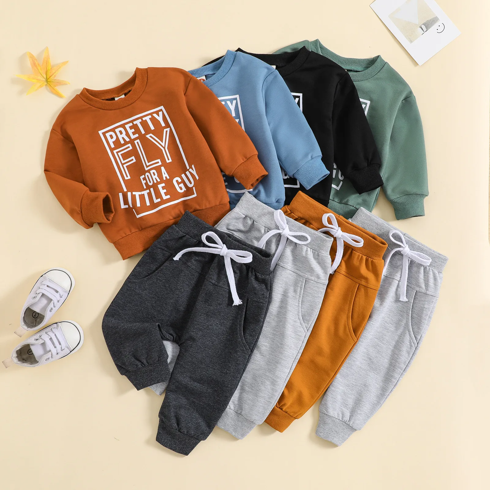 2pcs Autumn Kids Boys Letter Print Clothes Sets Long Sleeve Tops And Pants Outfits For Children Casual Soprts Sets Ropa De NiñO