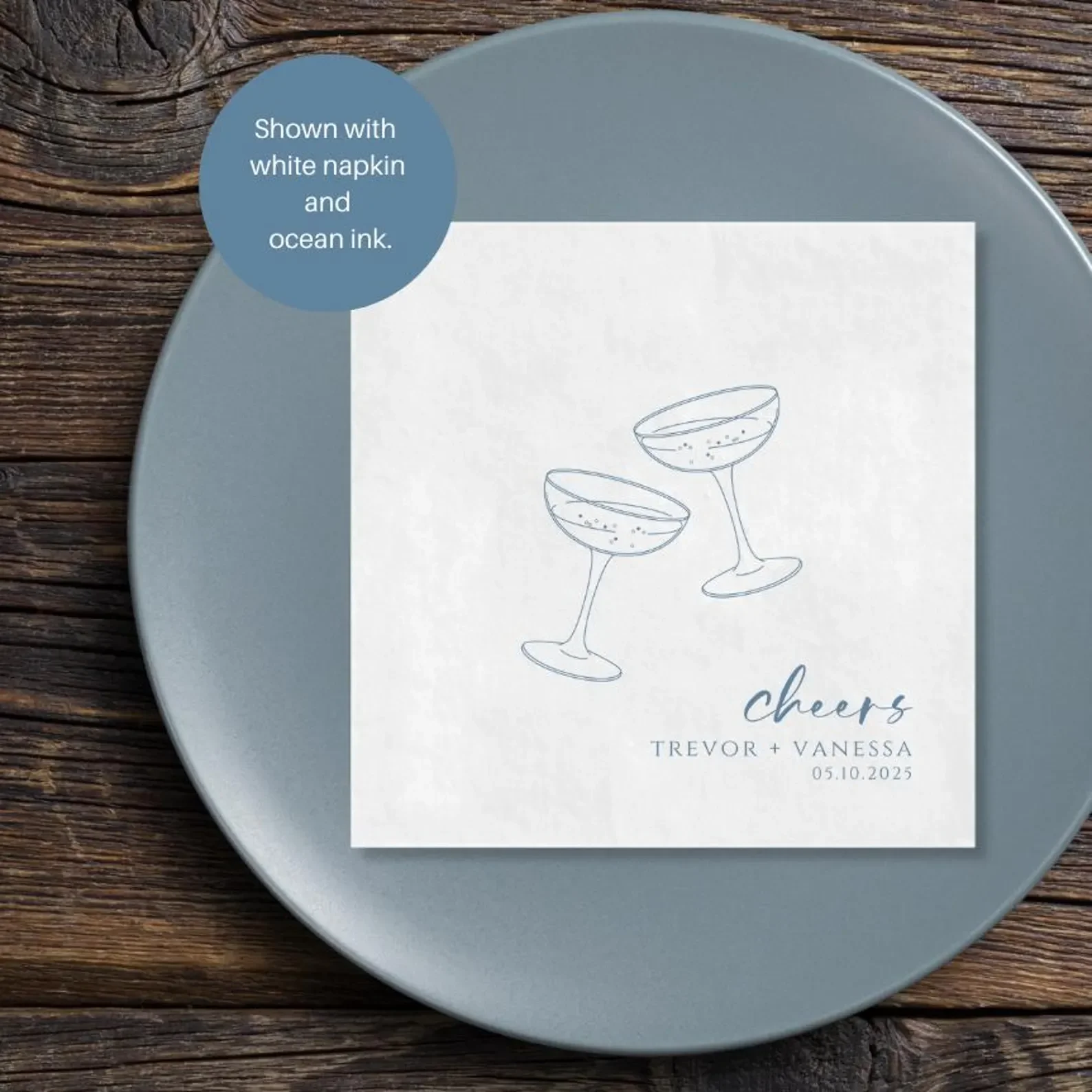 

Custom Wedding Napkins, Personalized Wedding Cocktail Napkins, Rehearsal Dinner Napkins, Champagne Glasses Cocktail Napkins for
