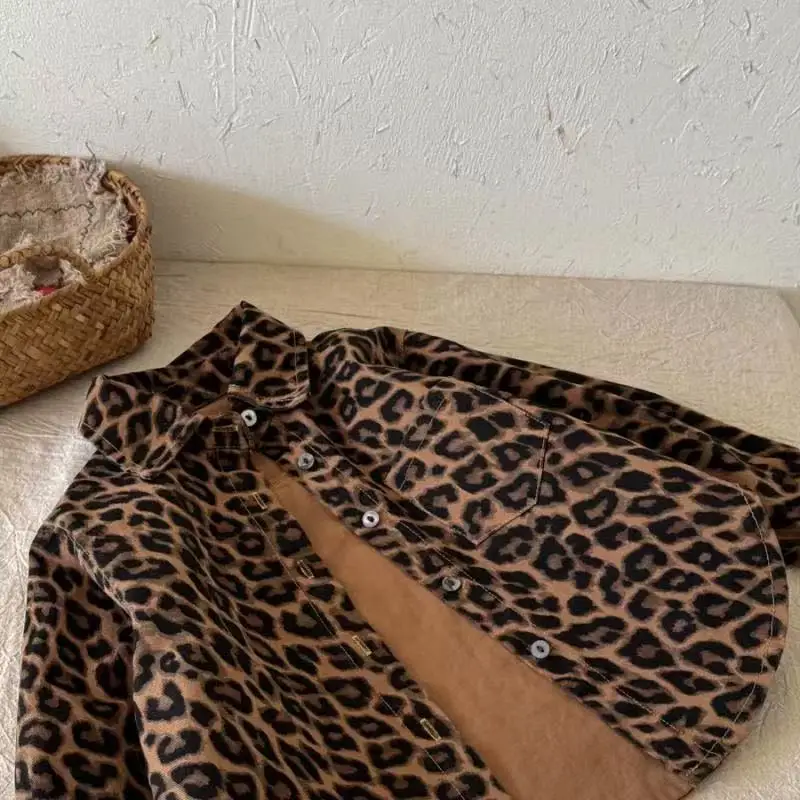 

New Spring Autumn Summer Girls Kids Leopard print Shirt Comfortable Cute Baby Clothes Children Clothing 90-150CM