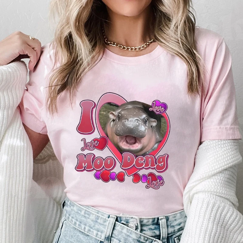 Funny Baby Hippo Moo Deng Cropped Tees Shirt Women Fashion Y2k T-shirt Cute Vintage Crop Tops 90s Mange Tshirt Female Clothes