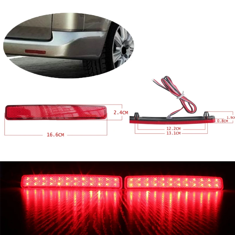 2Pcs Car Rear Bumper Reflector Brake Light Led Taillight For Volkswagen T5 Transporter/ Caravelle / Multivan 2003-2011