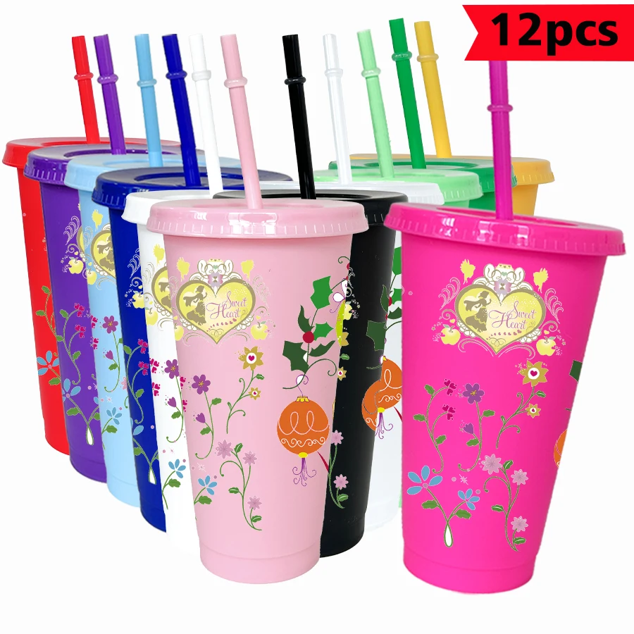 

12 шт./упак. Disney, Белоснежка, 26 унций, красочный пластиковый стакан, посуда для питья на день рождения, чашка для сока, кофе