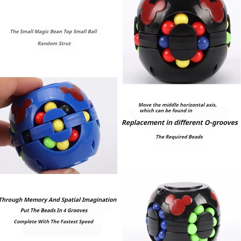 Montessori Rotating Magical Bean Cube Fingertip Toy Children Mind Brain Teaser Game Spinners Stress Relief Toys Boy Girl Gift