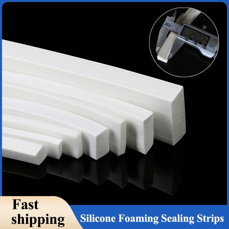 1/3/5/10/20/30m Silicone Foamed Sealing Strips Square White Trim Seal Silicon Rubber Doors Windows Gasket Silicone Sponge Strip