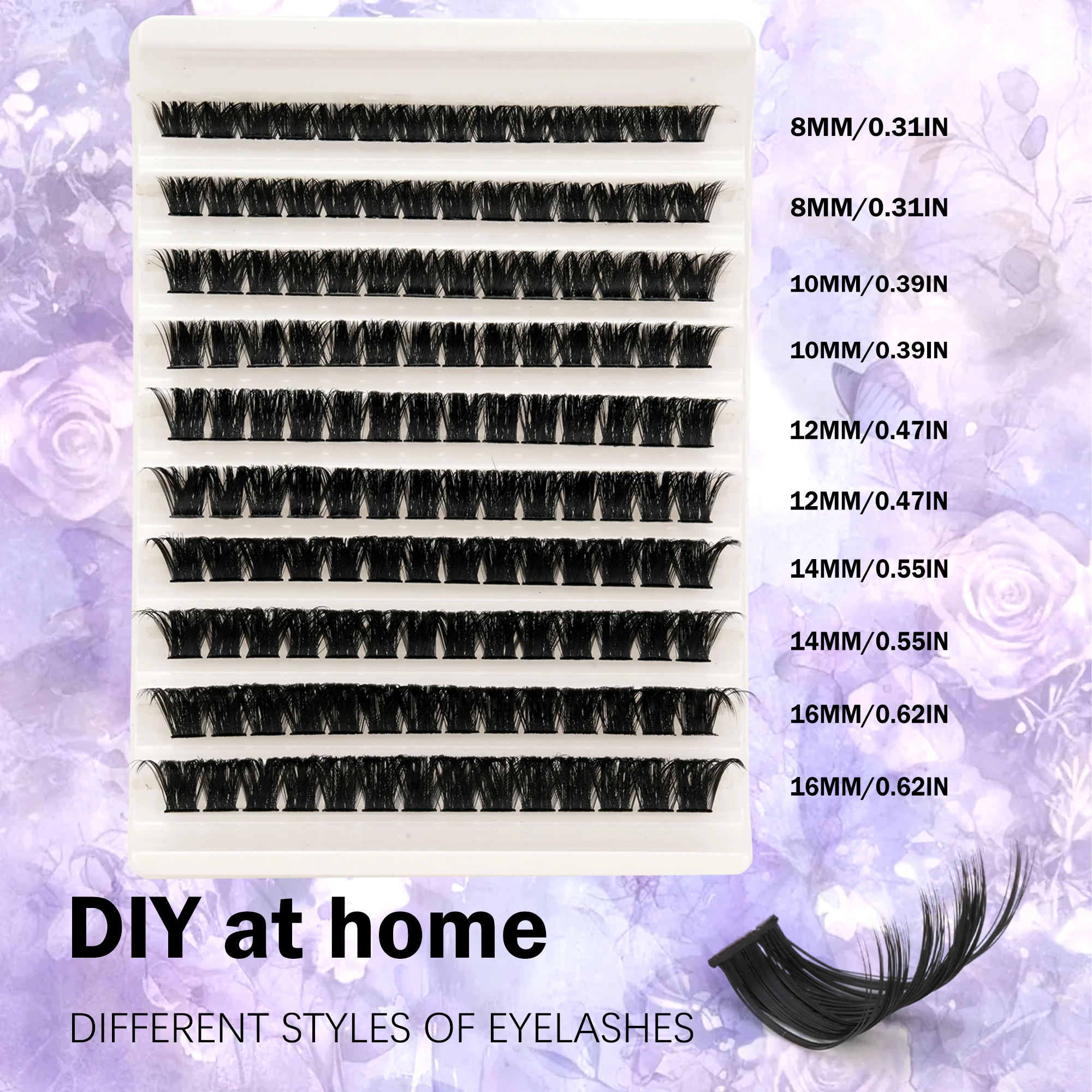 Multi‑Row Large Pack DIY Cluster Individual Lashes 8‑16mm Mixed Length Faux Mink Reusable False Eyelashes for Home Women Makeup