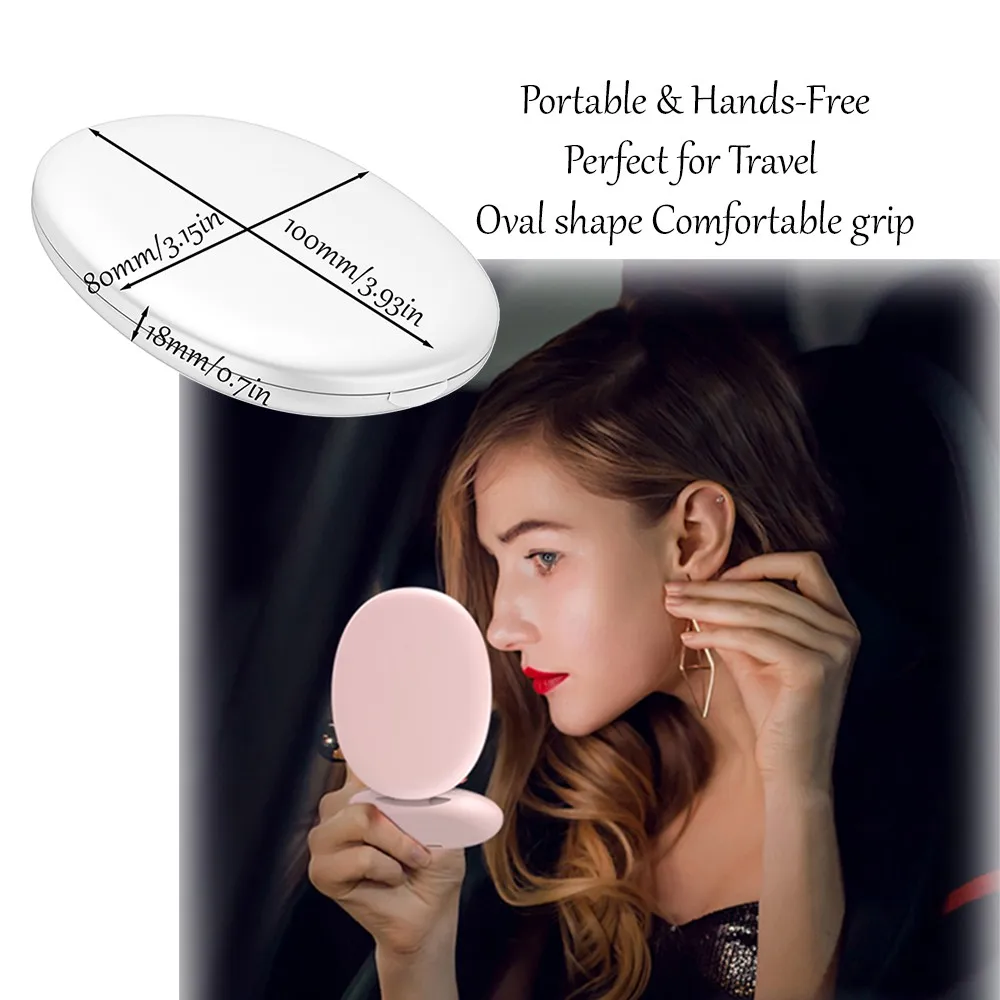 Espelho de maquiagem LED com ampliação 5x, 3 modos de cor e regulável, espelho de viagem com luzes, carregamento tipo C, liga/desliga magnético