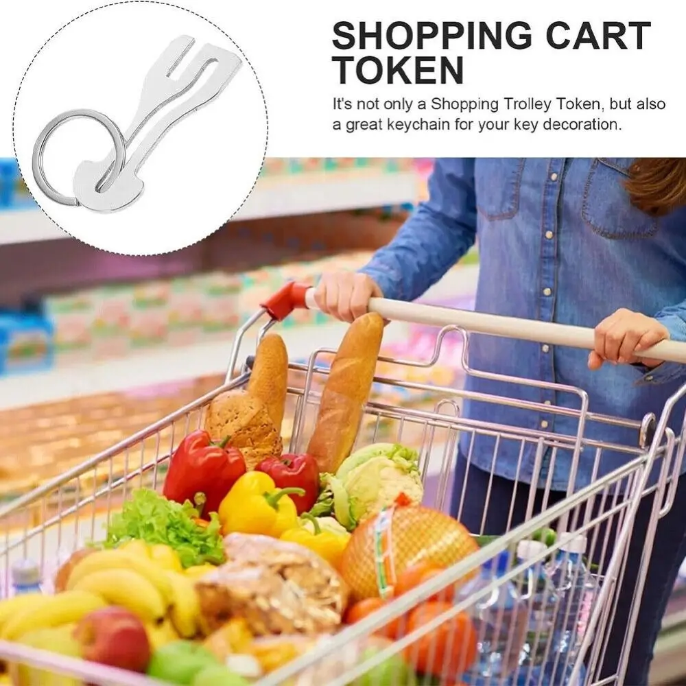Portable Metal Trolley Master Key Token Reusable Coin Holder Substitute Coin Detachable Metal Keychain Gift