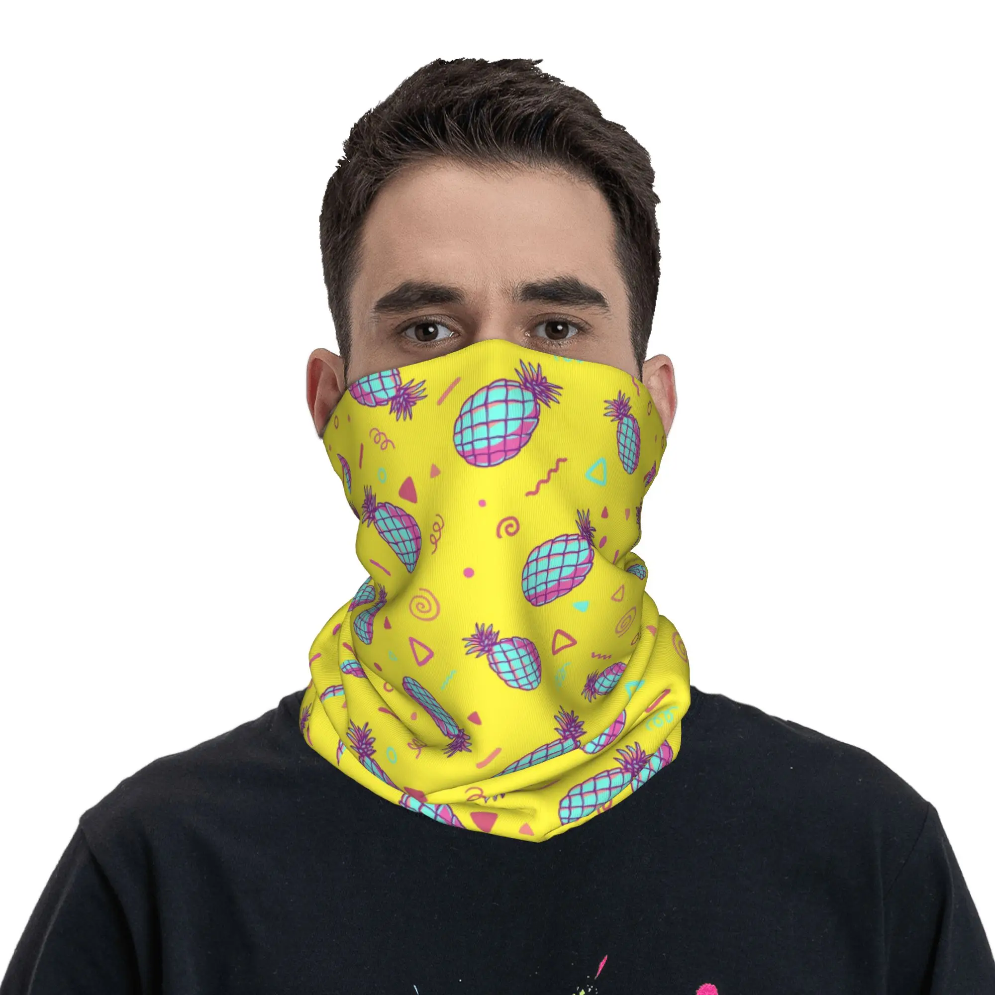 

Pineapple Pattern Bandana Neck Cover Printed Wrap Scarf Headwear Cycling for Men Women Adult Windproof