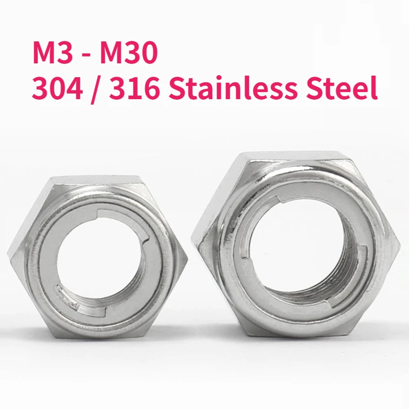 M3 M4 M5 M6 M8 M10 M12 M14 M16 M18 M20 M22 M24 M27 M30 304 A2ステンレス鋼 全金属インサート 六角形 セルフロックナット ロックナット