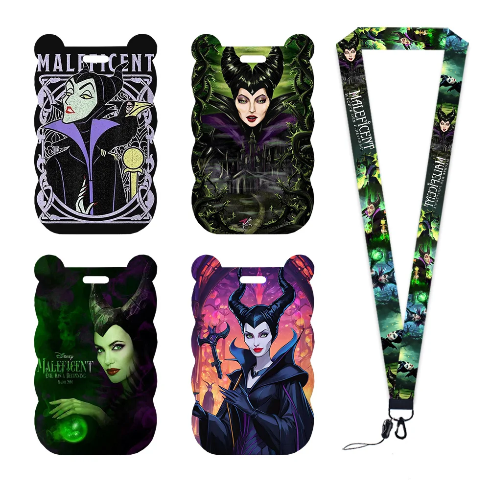 

V Disney W Caroon Neck Strap Glitter Acrylic Reel Clip Card Holder Badge Student Id Lanyard Sliding Closure ID Holder