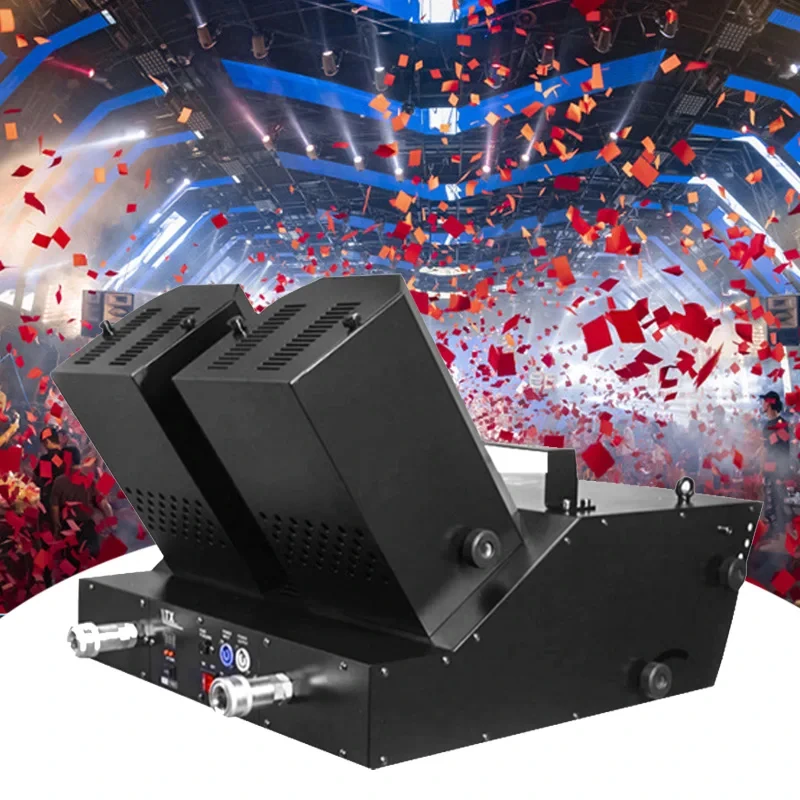 

Double Heads Confetti Paper Machine DMX CO2 Jet Spray Machine Stage Rainbow Paper Confetti Blaster Shooter Launcher for Wedding