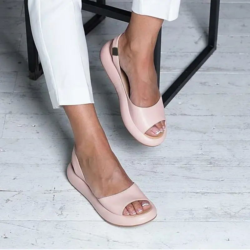 Women 2023 Summer Sandals PVC Leather Shoes Summer Fashionable Open Toes Platform Chaussure Femme Sexy Ladies Sandals Shoes