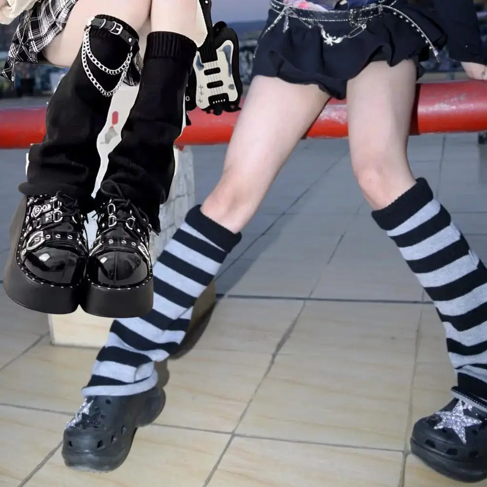

Lolita Knitted Boot Socks Punk Y2k Warm Wide Knit Jk Leg Covers Gothic Punk Chic Leg Cover Foot Warmers Knee High Stacked Socks
