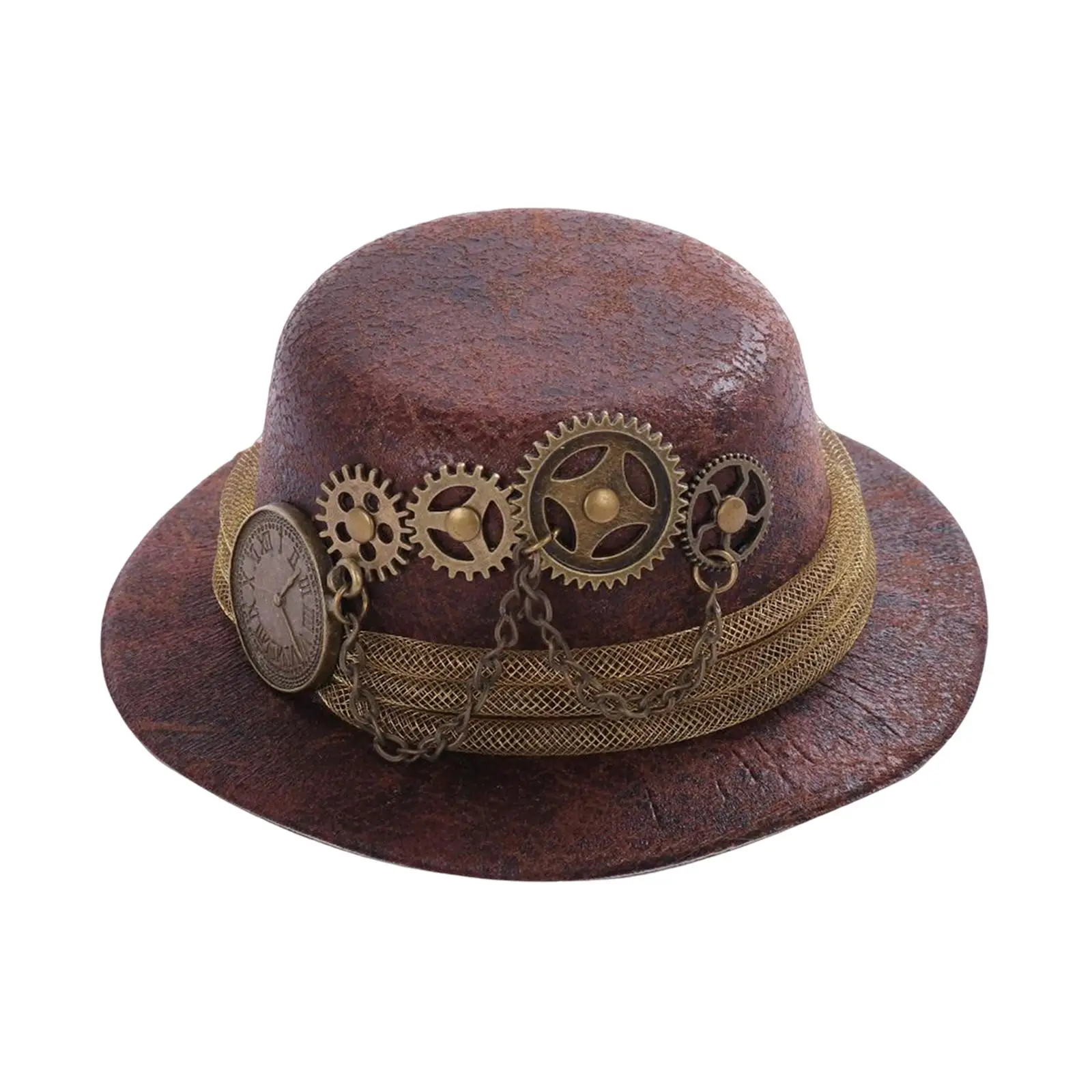 Goth ผู้หญิง Mini Steampunk Top Hat,คลิปผม,หมวกปาร์ตี้อุปกรณ์เสริม,5X2นิ้วสีน้ำตาลสีฮาโลวีน Retro หัวทนทาน