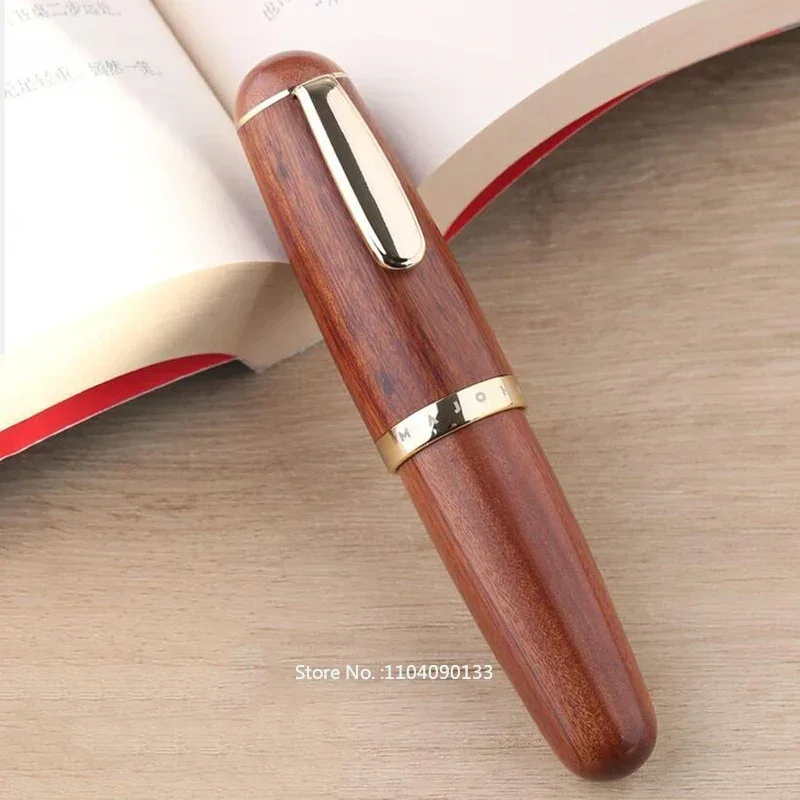 

MAJOHN Q1 Mini Wood Fountain Pen Brown Wooden Portable Ink Pen Iridium EF/F/M Nib Travel Short Writing New Pen