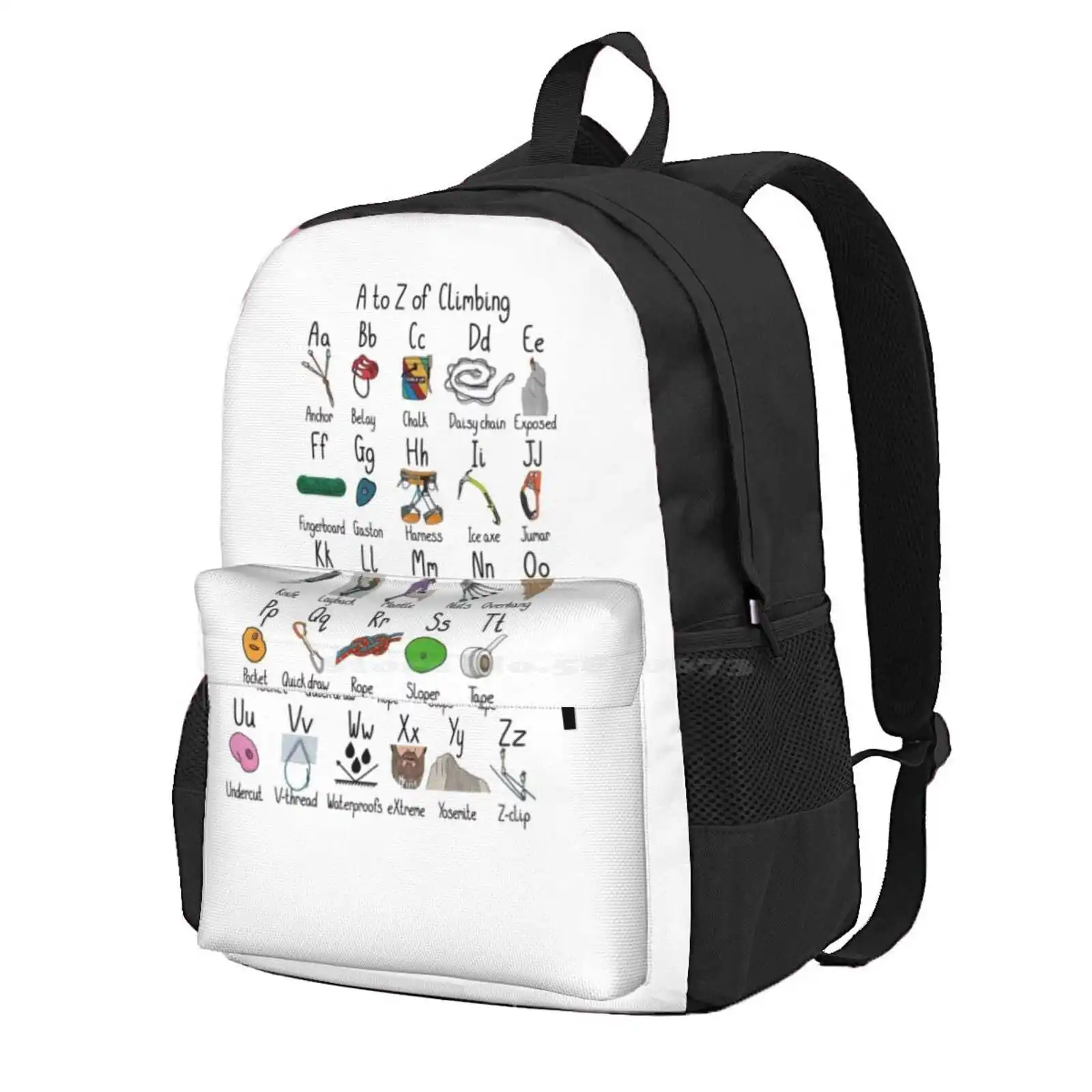 A To Z Of Climbing Hot Sale Schoolbag Backpack Fashion Bags Climbing Climber Alphabet Mountaineering Bouldering Letter A