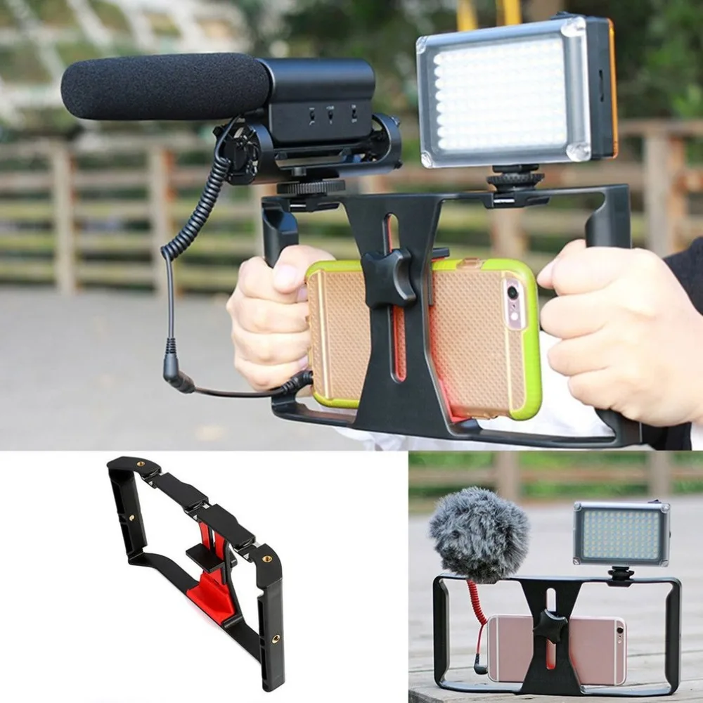 1PCS Phone Video Camera Cage Handheld Stabilizer Film Making Rig For SmartPhone Hand Grip Bracket Mobile Phone Stabilizer