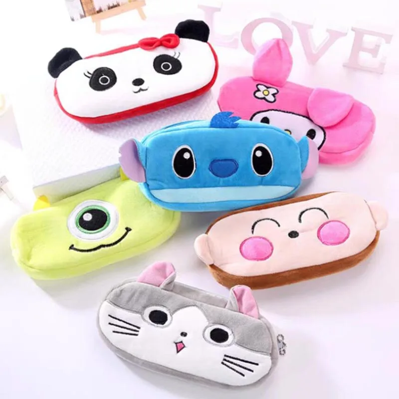 sanrio cartoon plush pencil case cute pencil box coin purse bolsa de papelaria bolsa cosmetico fonte escolar 12 pcs por lote 01