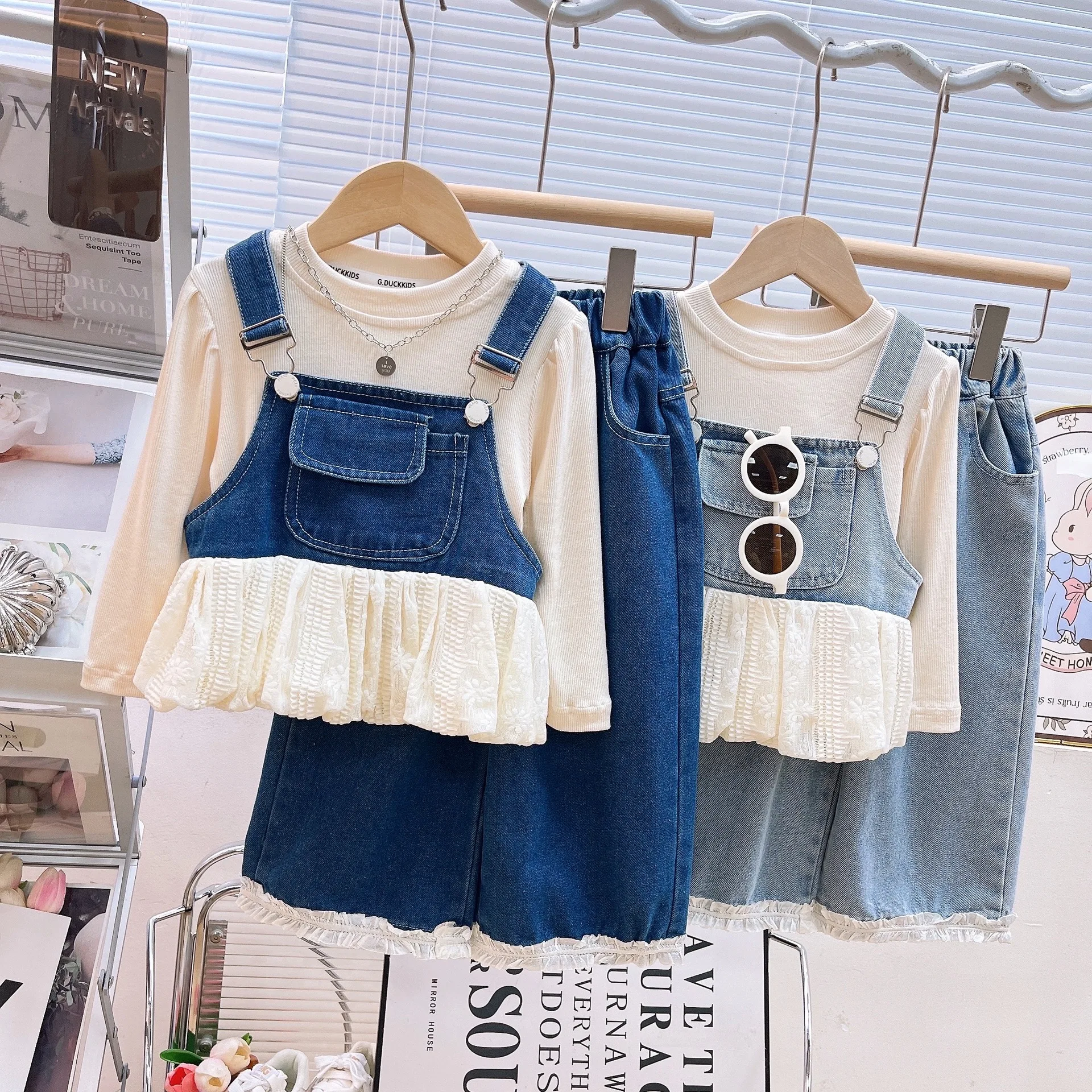 Girls Denim Suit Spring and Autumn Clothing Korean Version 2025 New Children's Fashionable Three-piece Set Baby Girl