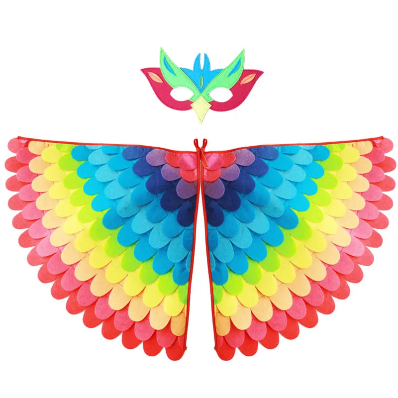 Children's Cute Cartoon Phoenix Peacock Wings Cape Set Costume Carnival Party Cosplay Animal Costume Props Decoration