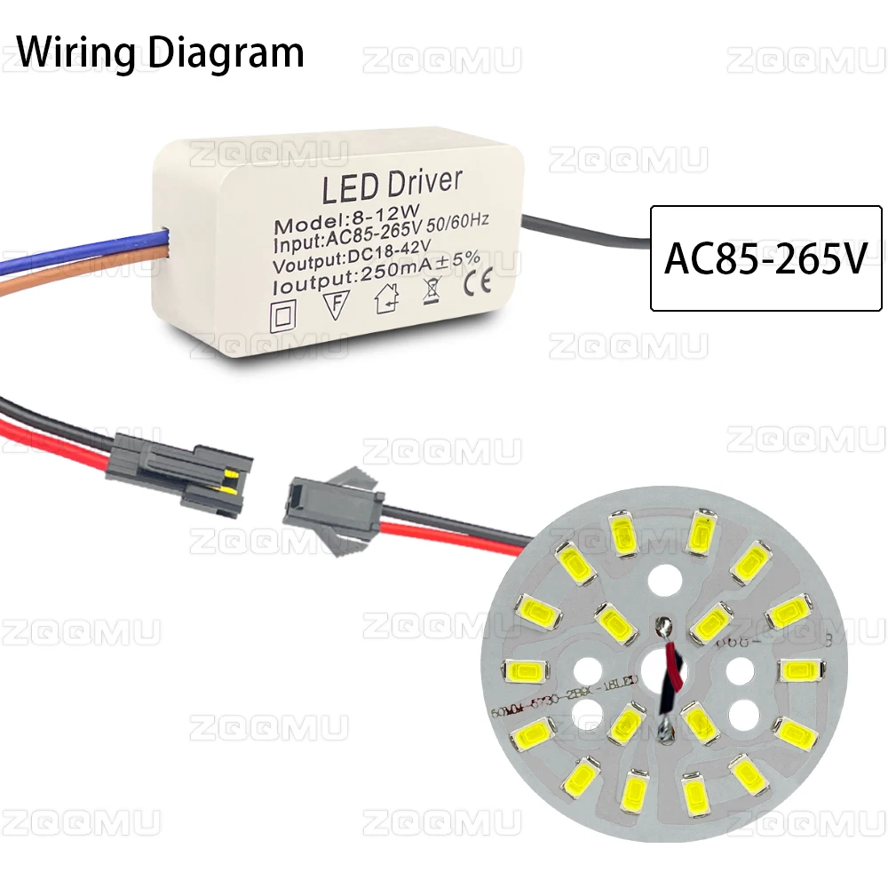 9W LED SMD5730 PCB Lamp Panel 50mm 65mm Power Supply Driver Combination For DIY Ceiling Light Down Light AC85-265V Light Board