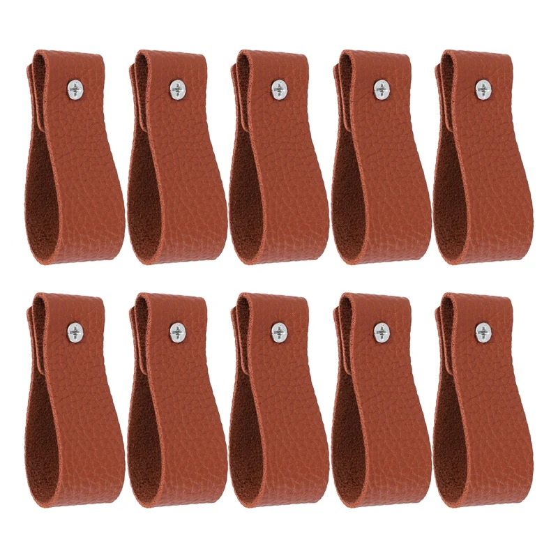 10Pcs Wall Hooks,PU Leather Curtain Rod Holder, Leather Straps For Hanging Bracket DIY Home Storage Hook Wall Boho