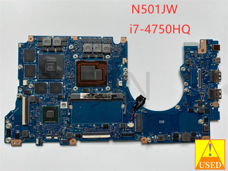 USED Laptop Motherboard N501JW For ASUS N501JW with SR18J I7-4750HQ  cpu Fully Tested to Work Perfectly