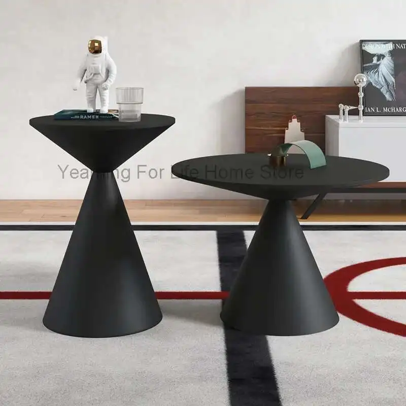 

Light Luxury Lounge Side Table Sofa Modern Living Room Coffee Bedside Round Wrought Iron Mesa Para Balcon Bedroom Cabinet