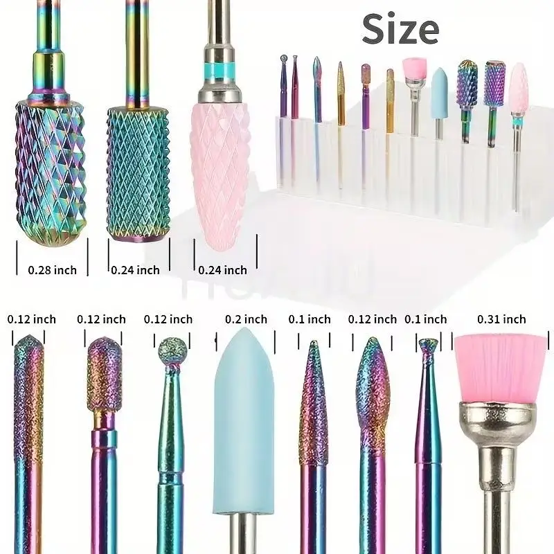 11 Pcs/box Professional Ceramic Nail Drill Bit Set Electric Manicure Nail File Bit For Acrylic Gel Nails And Cuticles