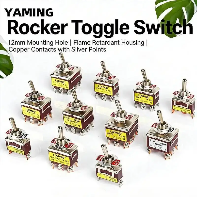 

5pcs Small Button Rocker Switch Twist Two/Three Positions 3/6 Pins Waterproof 15A 250VAC ON-OFF Screw Connection
