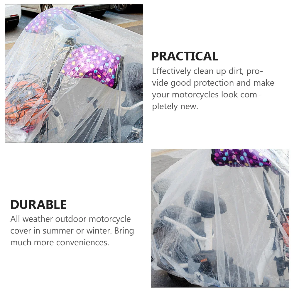 2Pcs Motorcycle Cover Waterproof Disposable Protective Outdoor Bike Cover Lightweight Portable Dirt Scratch Resistant