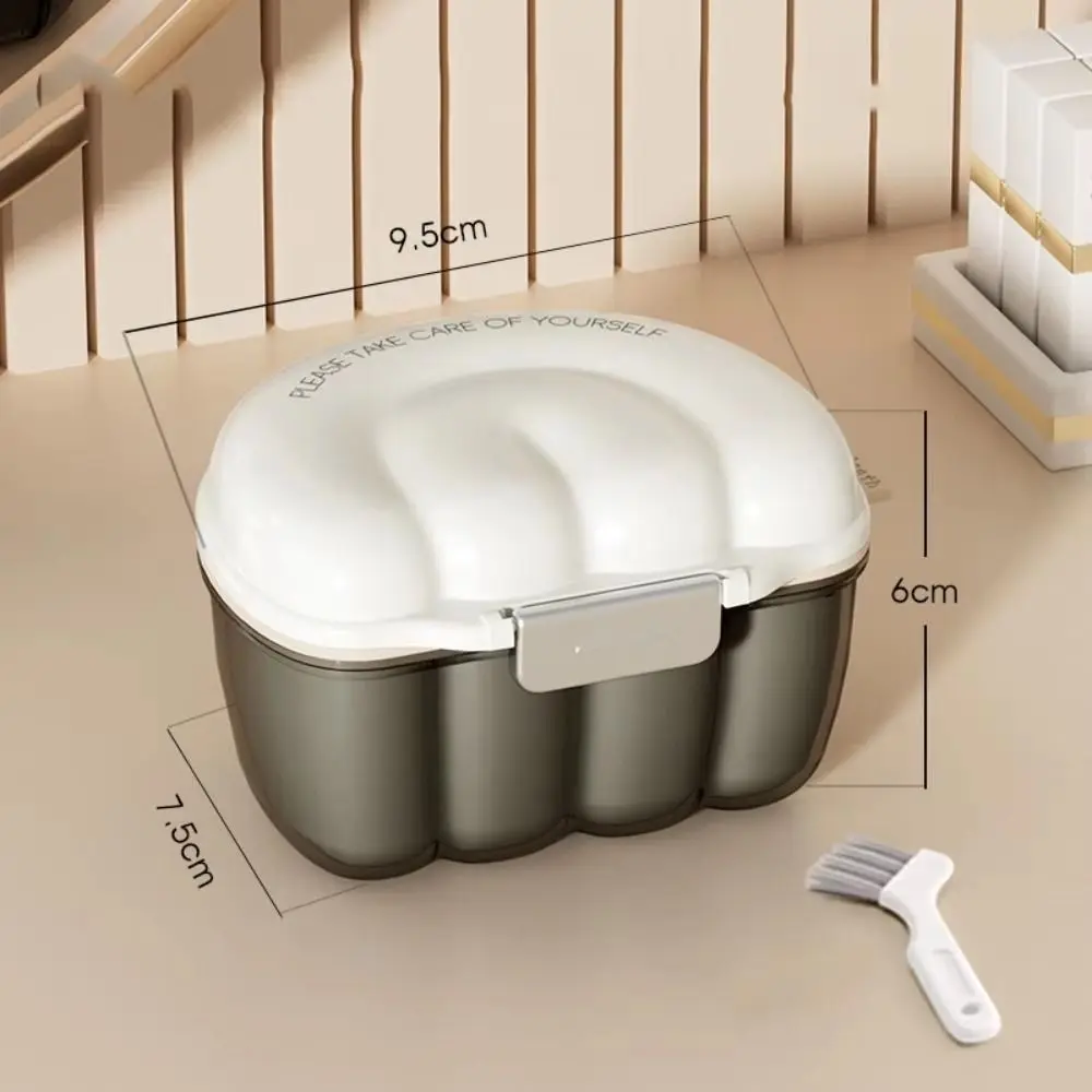 Three Layers Invisible Braces Box Small Brush Draining Denture Storage Case Silicone Handle Large Capacity