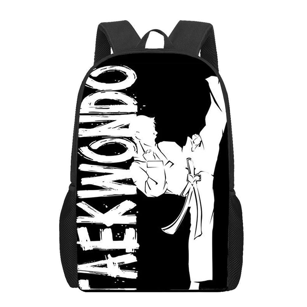 Kungfu Taekwondo Mochilas Escolares para Crianças, 3D Impresso Book Bag, Homens Mochila de 16 Polegadas para Meninos Adolescentes, Kindergarten Bagpack, Moc