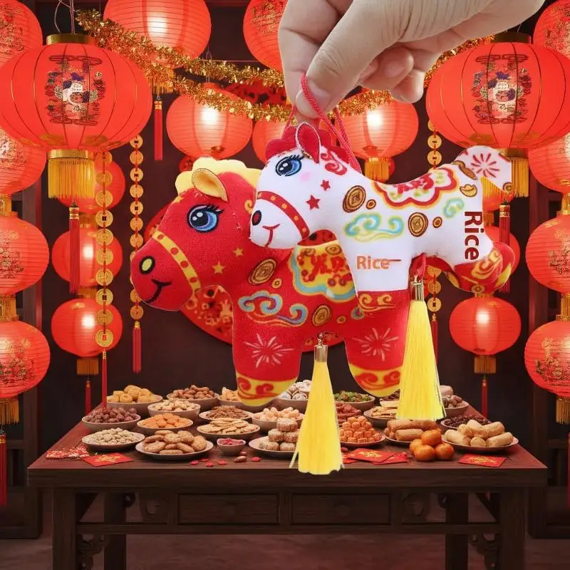 かわいいリアルな動物年馬マスコットぬいぐるみペンダントバックパック吊り下げ飾り