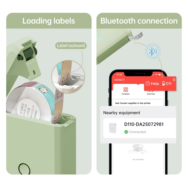 Niimbot D110 Mini Taşınabilir Termal Yazıcı D11 D101 H1 Akıllı Cep Etiket Makinesi Kendinden yapışkanlı Bluetooth Etiket Yazıcısı Ev Için