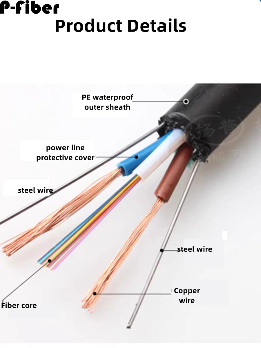 Armored optical fiber cable composite cable fiber optic composite line composite line 2 to 24C P-FIBER