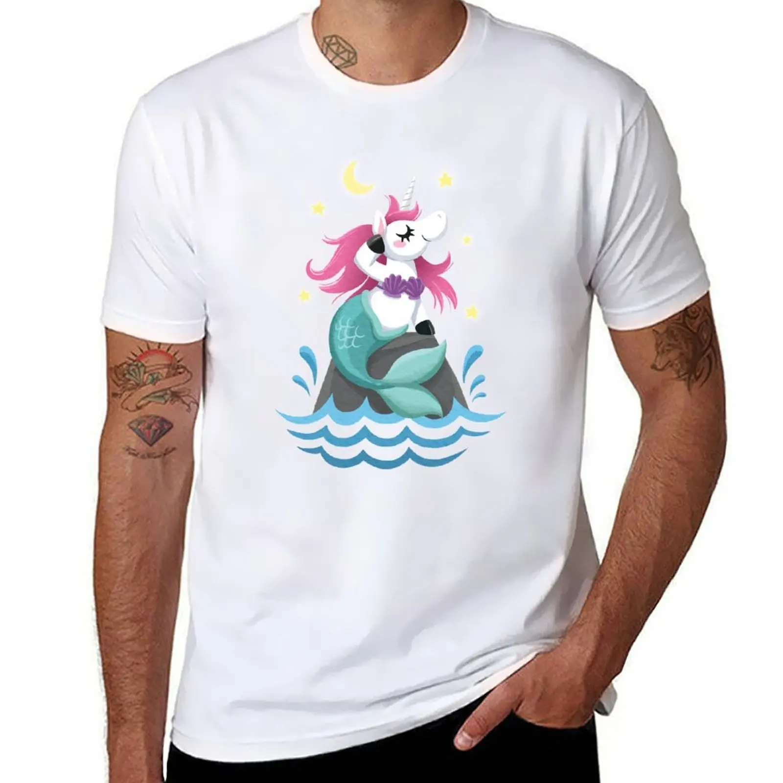 Cute Girls Unicorn Mermaid Cartoon T-Shirt man t shirt cotton high quality t shirt man plain T-Shirt