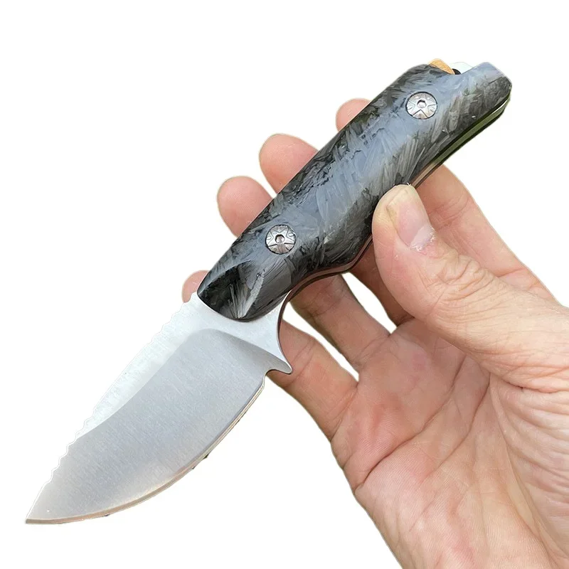 

D2 Steel Fixed Blade Knife Carbon Fiber Handle Outdoor Camping Hunting Knives Survival Hand Tools With Scabbard 59HRC