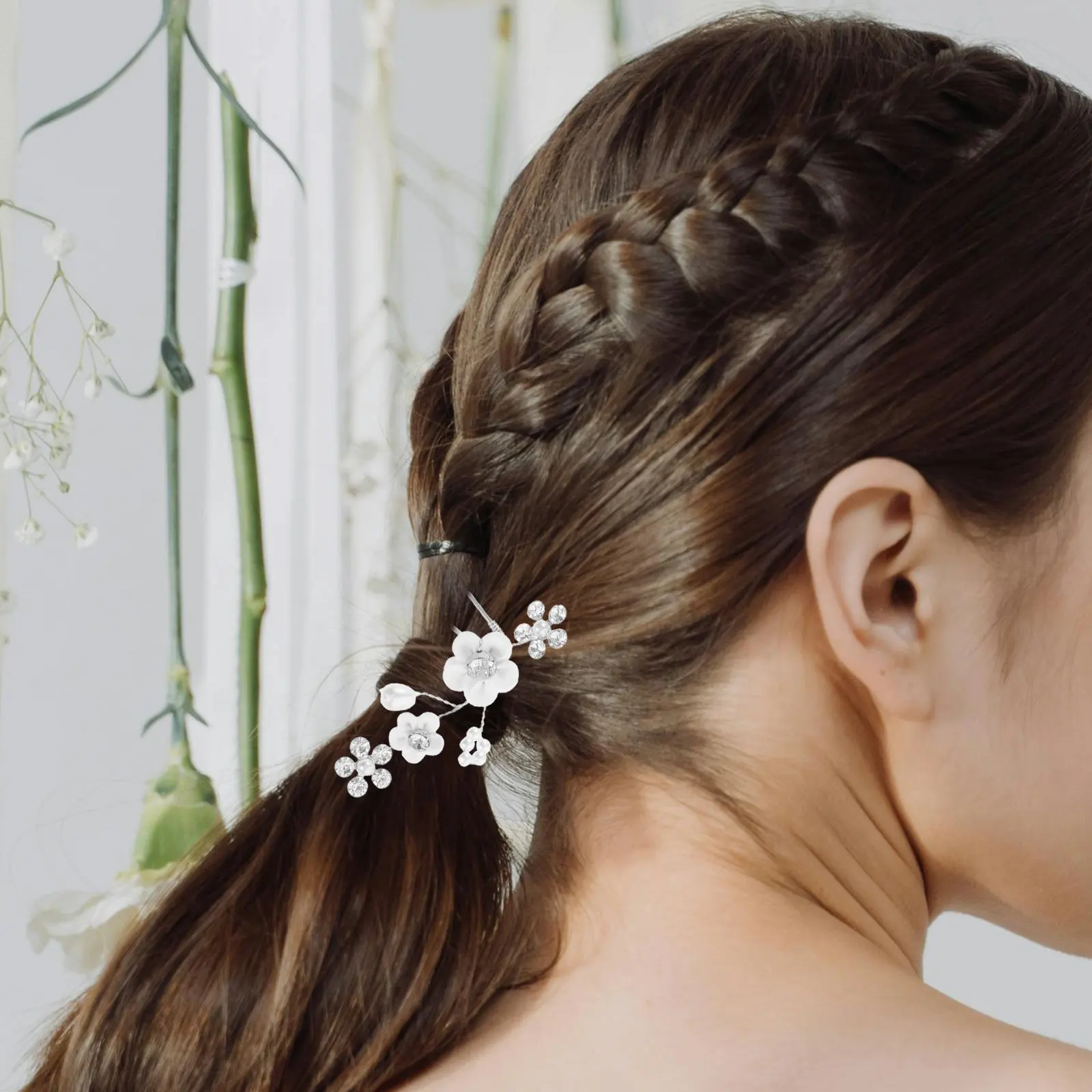 1Set Elegant Bridal Hair Pins Crystal Pearl Floral Wedding Hair Comb Accessories Wedding Hairpiece for Brides Bridesmaids