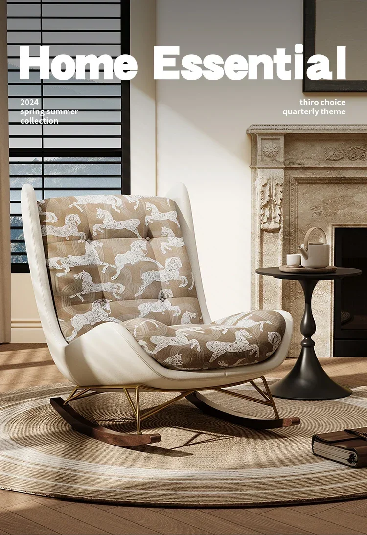 Y Medieval rocking chair balcony home designer leisure chair living room French retro lazy single sofa recliner