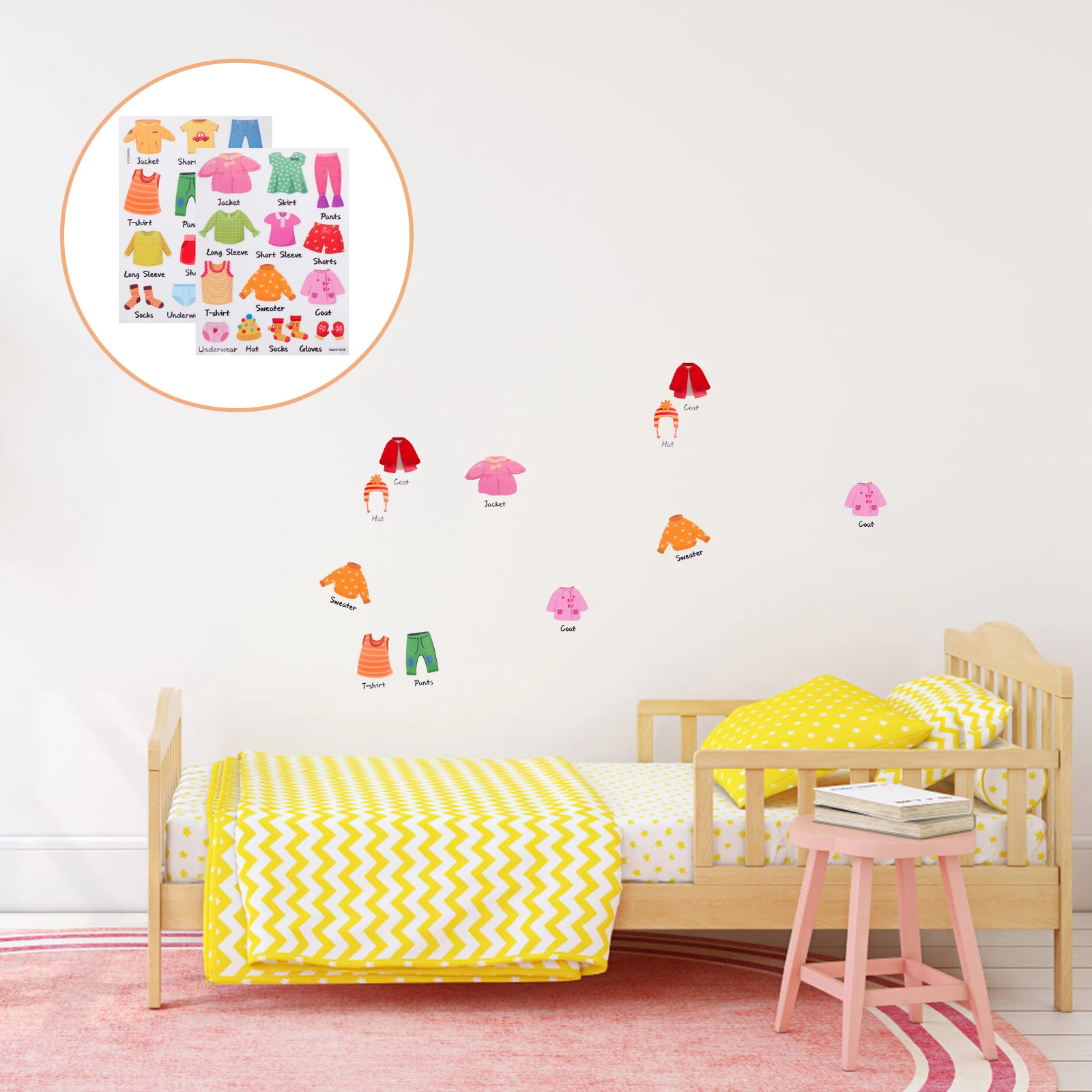 

1 set Wardrobe Stickers 23x32cm Kids Room Decor Clothing Labels Dresser Decals Closet Organization Storage Solution
